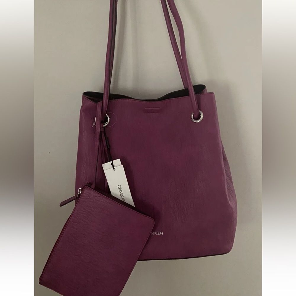 NWOT Calvin Klein Plum Tote Bag w Insert Included